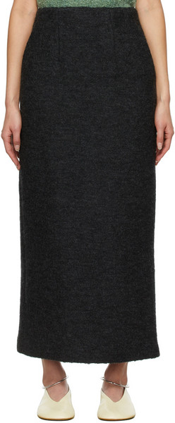 LE17SEPTEMBRE Grey Wool Knit Long Skirt in charcoal