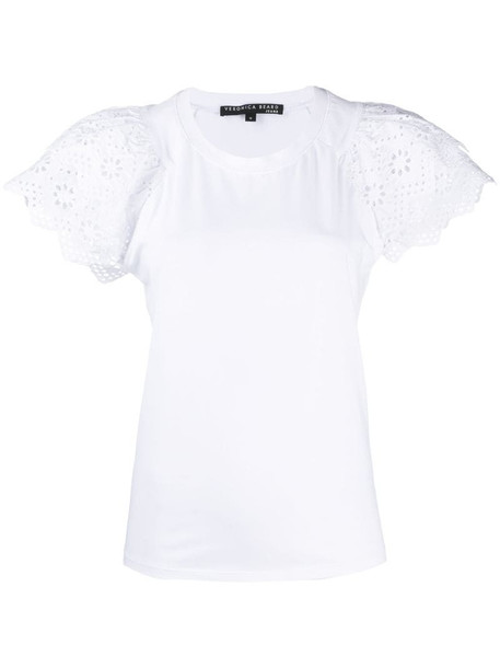 Veronica Beard ruffled sleeve cotton T-shirt in white