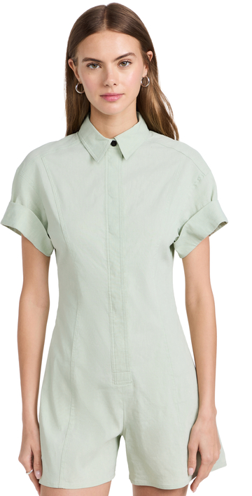 Theory Shirt Romper in mint