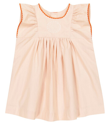 Bonpoint Baby Lulu embroidered cotton dress in orange