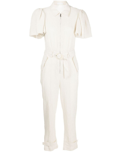 Jonathan Simkhai Betsy crinkle puff-sleeve jumpsuit - White