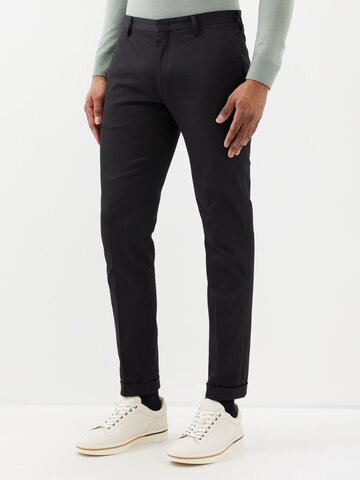 paul smith - organic cotton-blend twill slim-leg trousers - mens - black