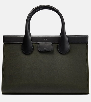 chloe edith large leather-trimmed tote bag in black