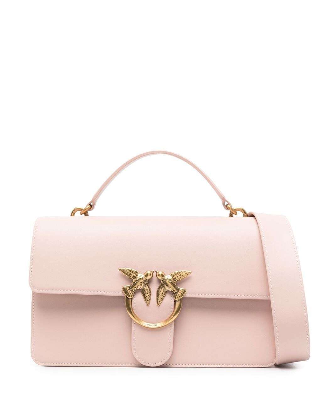 PINKO Love One Classic leather crossbody bag in pink
