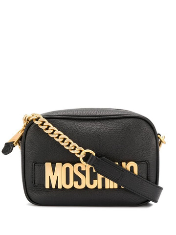 Moschino lettering logo camera bag in black