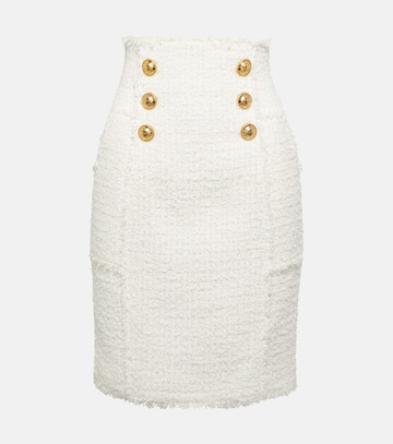 balmain high-rise tweed miniskirt in white