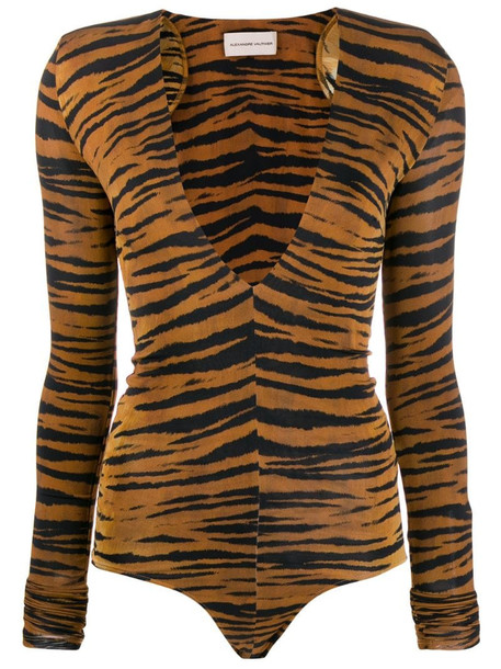 Alexandre Vauthier tiger print bodysuit in brown