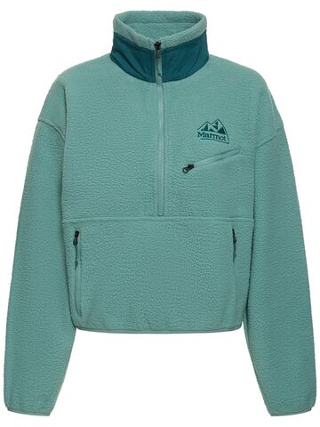 marmot recycled fleece sweater in turquoise