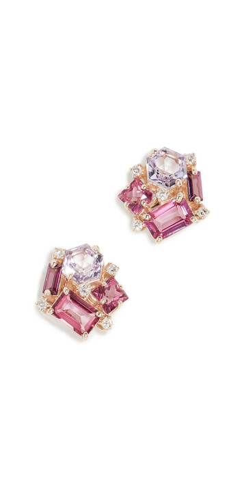 Kalan by Suzanne Kalan Cluster Earrings in gold / pink / yellow