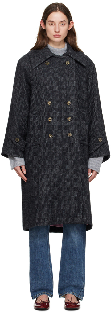 caro editions navy coco coat