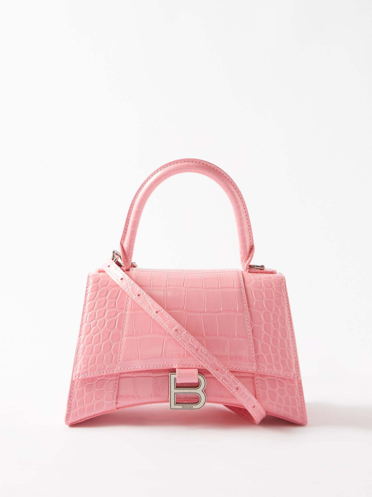 Balenciaga - Hourglass S Crocodile-effect Leather Bag - Womens - Pink