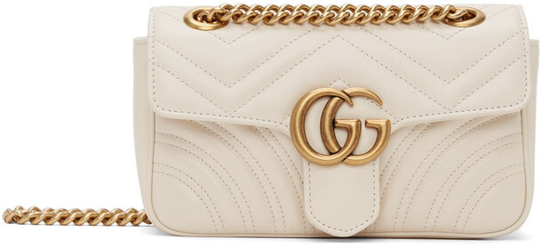 Gucci White Mini GG Marmont Chain Bag