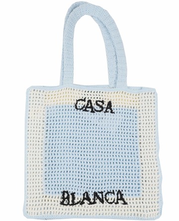 Casablanca Blue Crochet Brand Bag in bianco