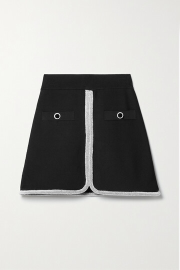 rebecca vallance - raine crystal-embellished knitted mini skirt - black
