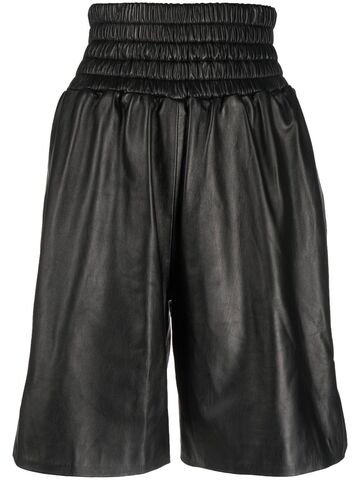 manokhi smocked-waist leather skirt - black