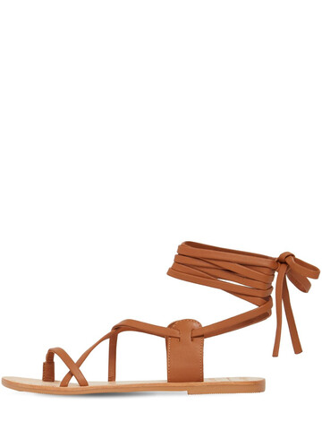 MANEBÌ 10mm Leather Lace-up Sandals in tan