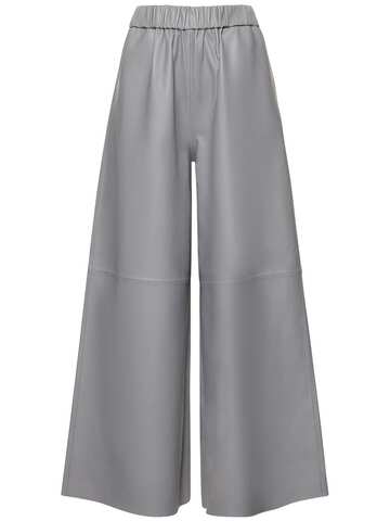 THE FRANKIE SHOP Sydney Wide Leg Leather Pants in grey