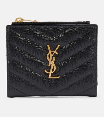Saint Laurent Monogram zipped leather wallet in black