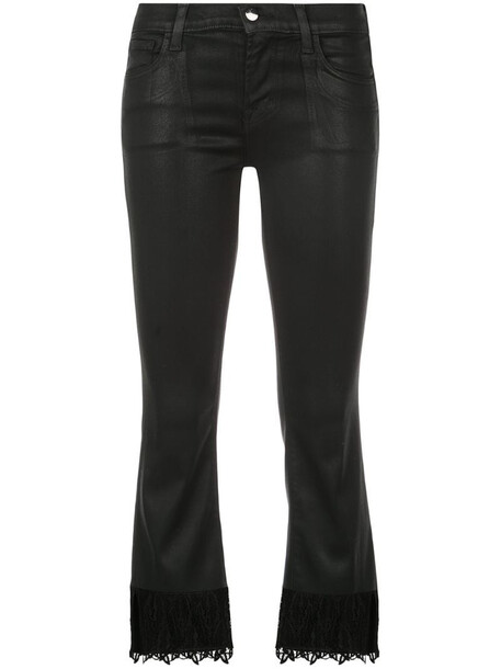 J Brand Selena crop lace trim jeans in black