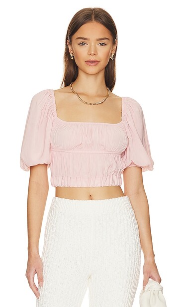 1. state ruched flutter sleeve top in blush