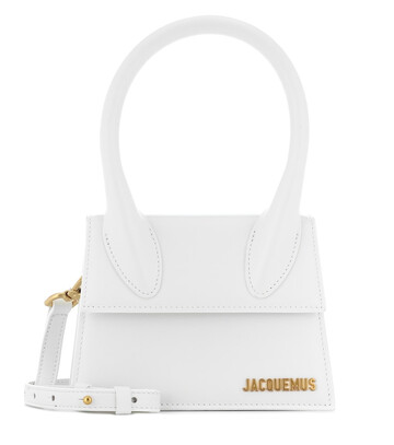 jacquemus le chiquito medium leather shoulder bag in white