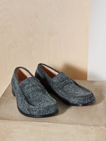 loewe - campo brushed-suede loafers - mens - charcoal