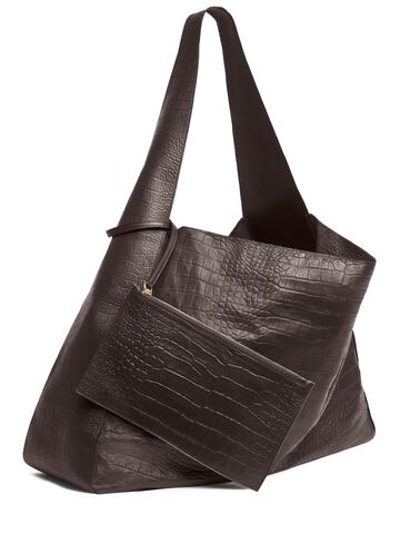PETER DO Soft Croc Embossed Leather Tote Bag in brown