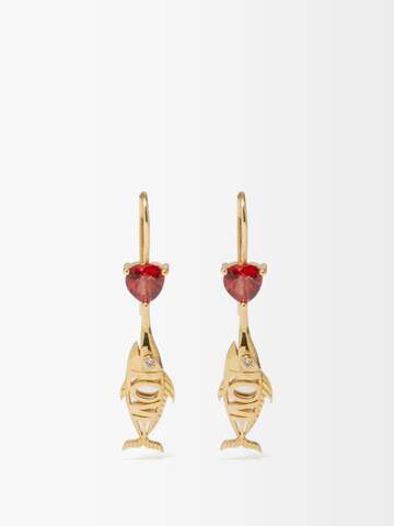 daniela villegas - flechado diamond, sapphire & 18kt gold earrings - womens - red multi