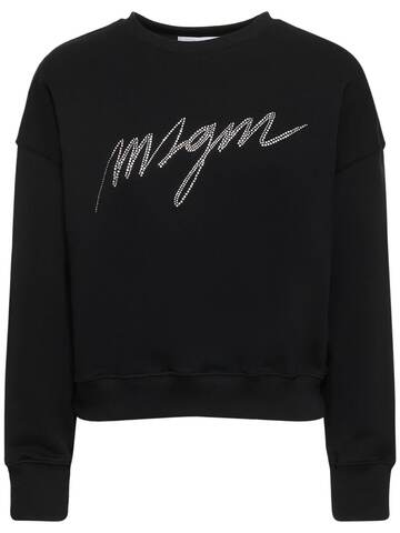 msgm signature logo cotton sweatshirt in black
