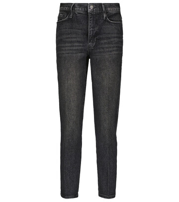 frame le sylvie high-rise straight jeans in black