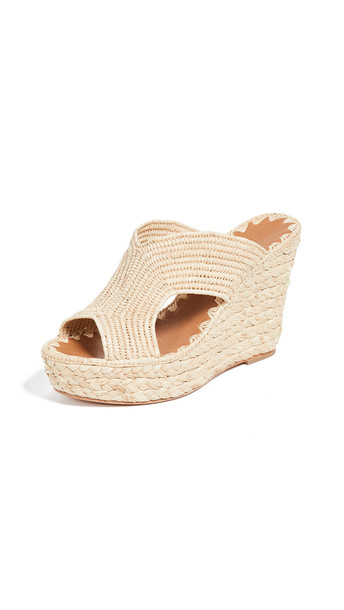 Carrie Forbes Lina Wedge Mules in natural