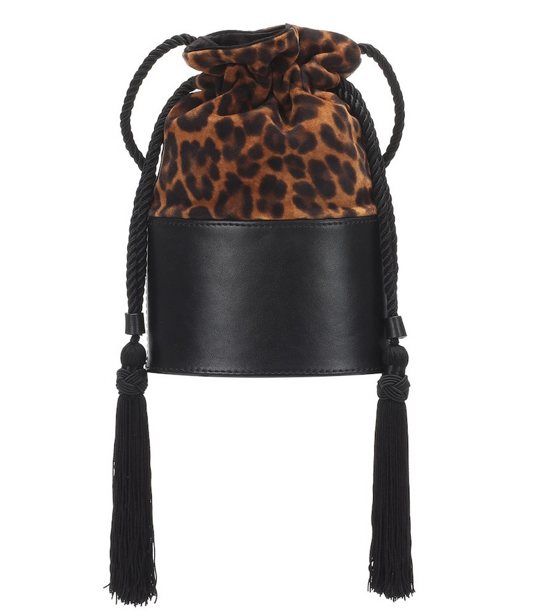 Hunting Season Exclusive to Mytheresa – The Lola Small leopard-print abucket bag in black