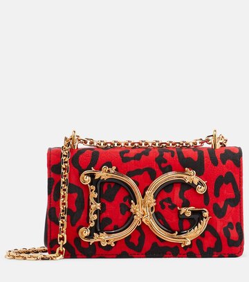dolce&gabbana dg girls leopard-printed brocade shoulder bag
