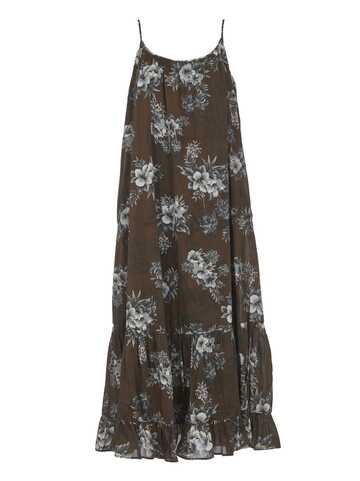 8PM Floral Print Long Dress in chocolate