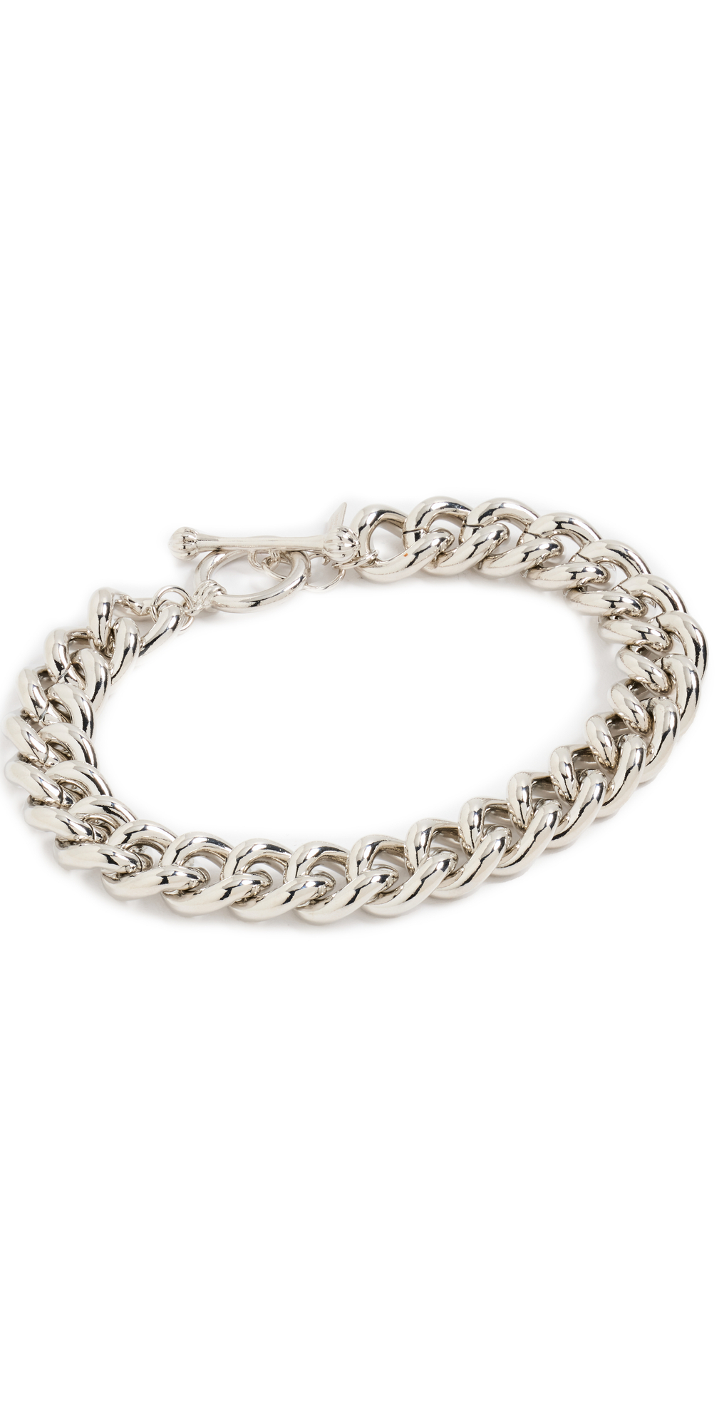 Kenneth Jay Lane Polished Silver Chain Toggle Anklet
