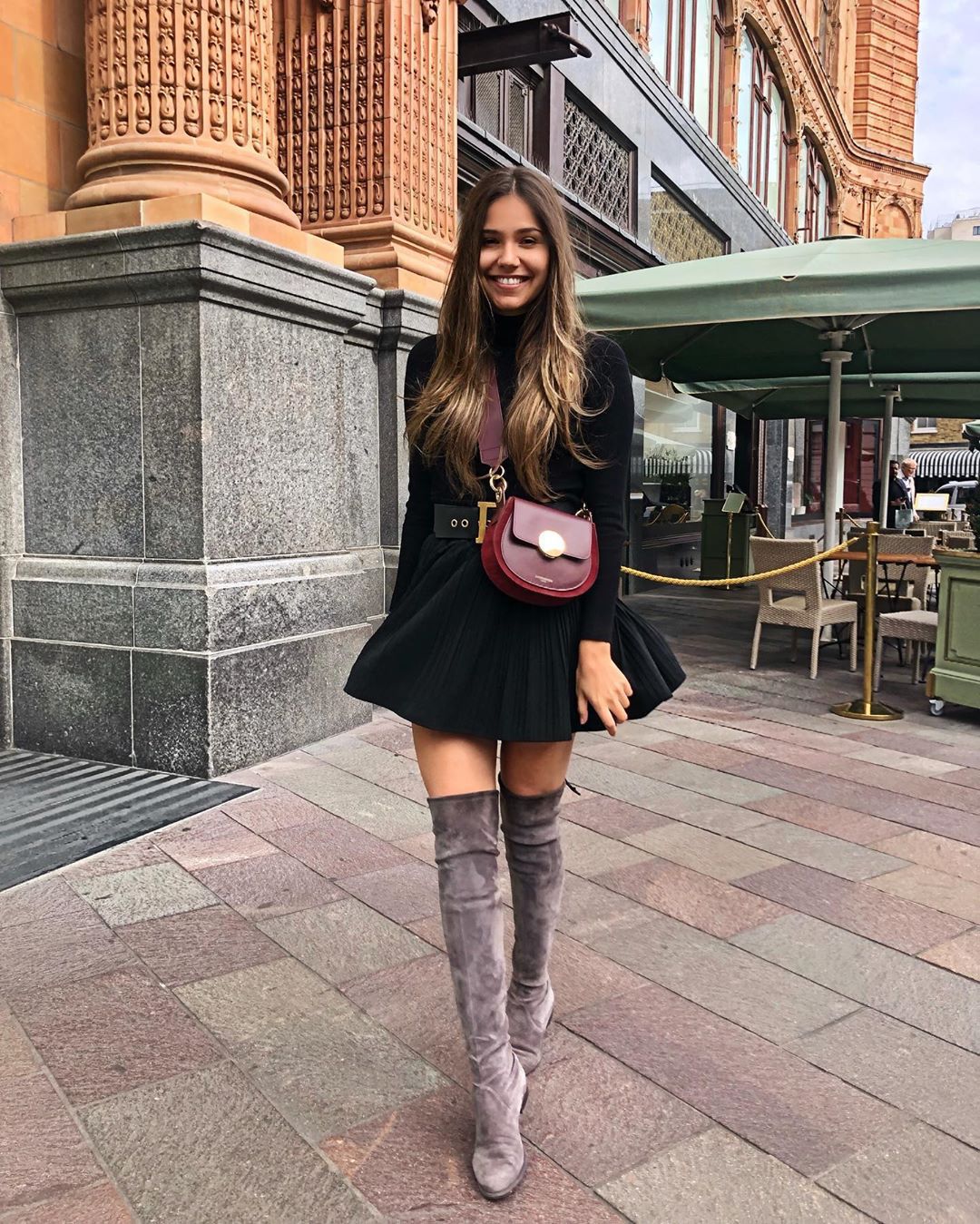 over the knee boots with mini skirt