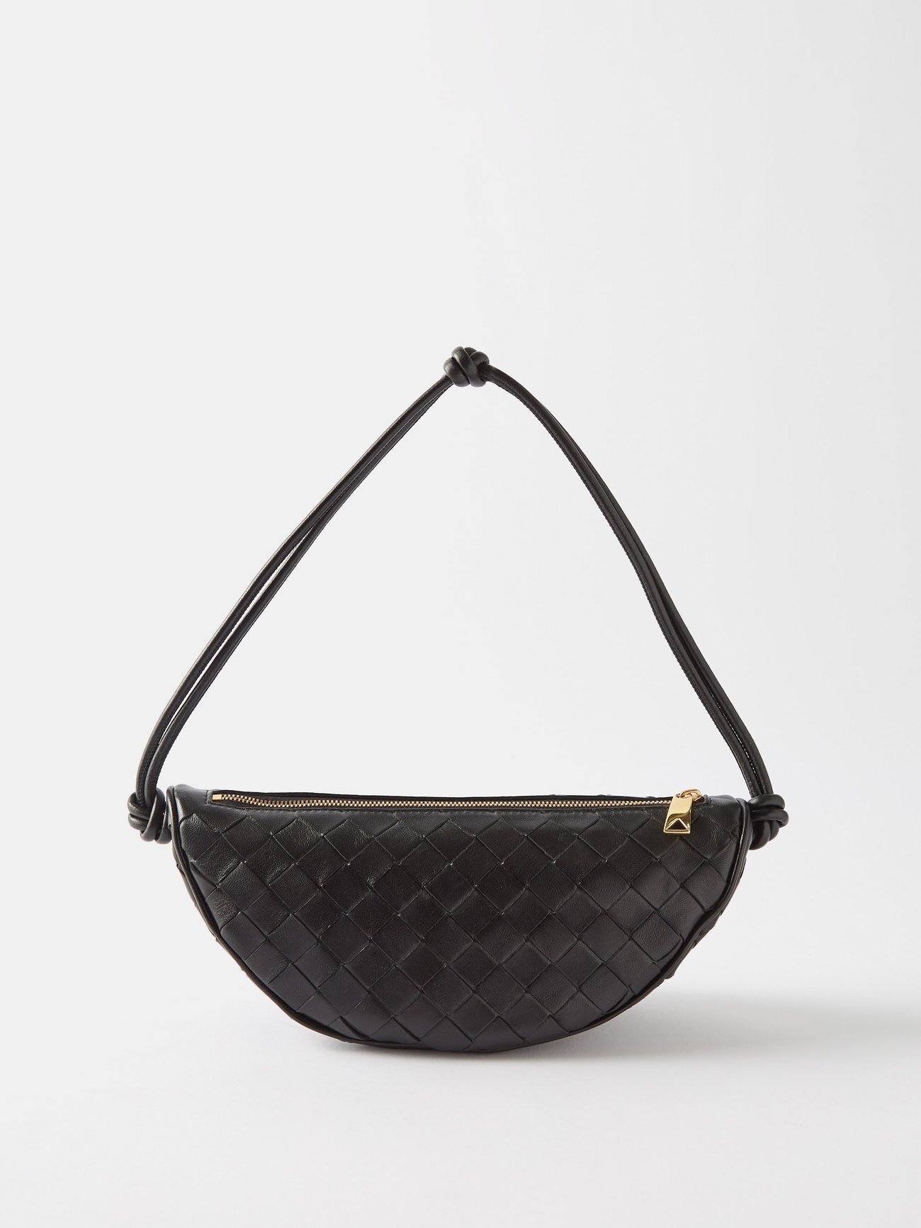 Bottega Veneta - Intrecciato Pouch Leather Shoulder Bag - Womens - Black