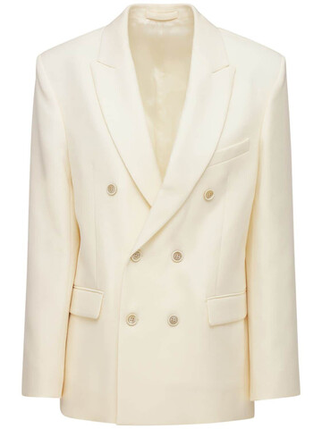 WARDROBE.NYC Double Breasted Wool Blazer in white