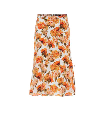Altuzarra Exclusive to Mytheresa – May floral high-rise silk midi skirt in orange