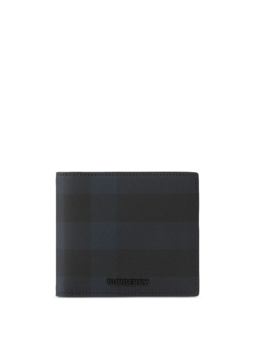burberry check-print leather wallet - blue