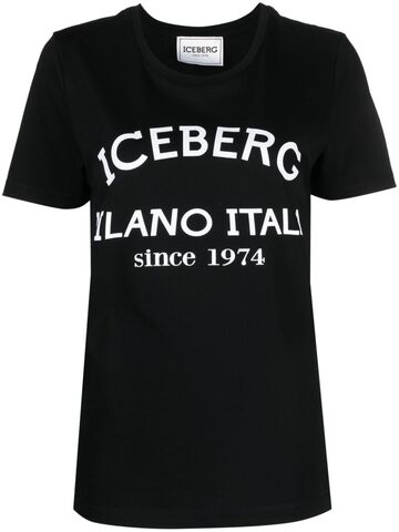 iceberg logo-print cotton t-shirt - black