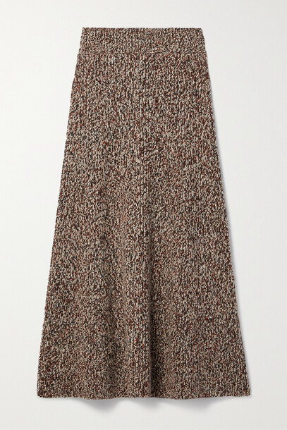 Chloé Chloé - Ribbed Cashmere And Wool-blend Midi Skirt - Neutrals