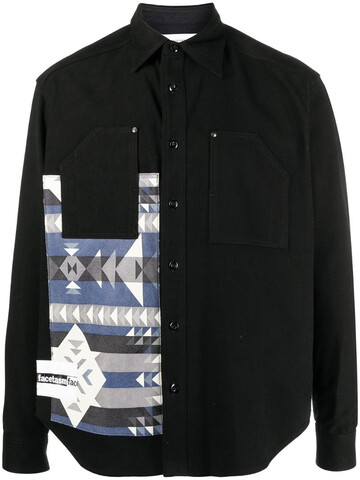 Facetasm geometric-print knitted shirt in black