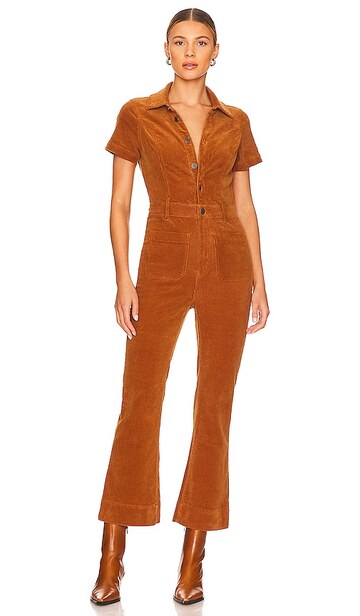 Show Me Your Mumu Cropped Everhart Jumpsuit in Brown in camel