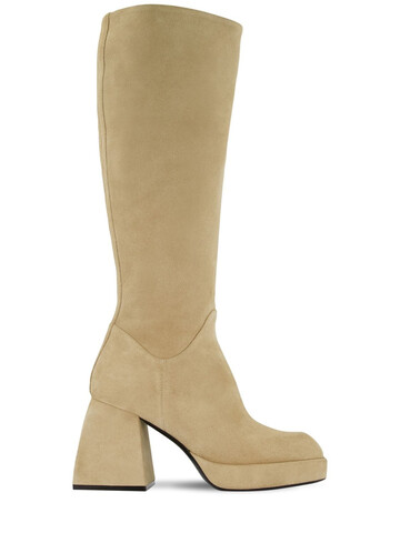 NODALETO 85mm Bulla Solal Suede Tall Boots in beige