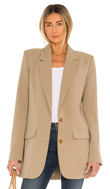 song of style zella blazer in nude in taupe