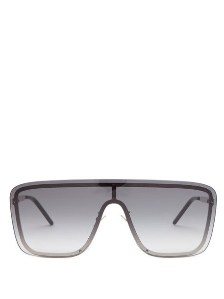 Saint Laurent - Shield Metal Sunglasses - Womens - Silver