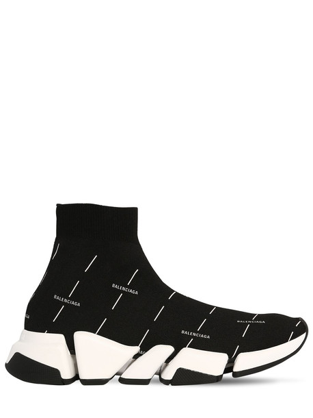 BALENCIAGA 30mm Speed 2.0 Lt Knit Sneakers in black / white