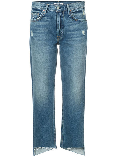 Grlfrnd cropped raw hem jeans in blue