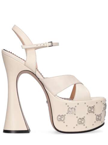 GUCCI 120mm Janaya Leather Sandals in white